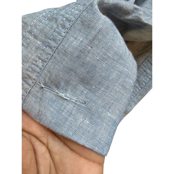 Athleta Blue Coastal Cabo Linen Wide Leg Pants Lagenlook Beachy Basic Size 4 - Picture 4 of 14